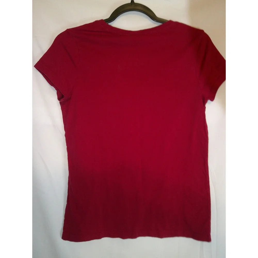 Red Naughty Nice Christmas Rhinestone Holiday T-Shirt‎ Medium